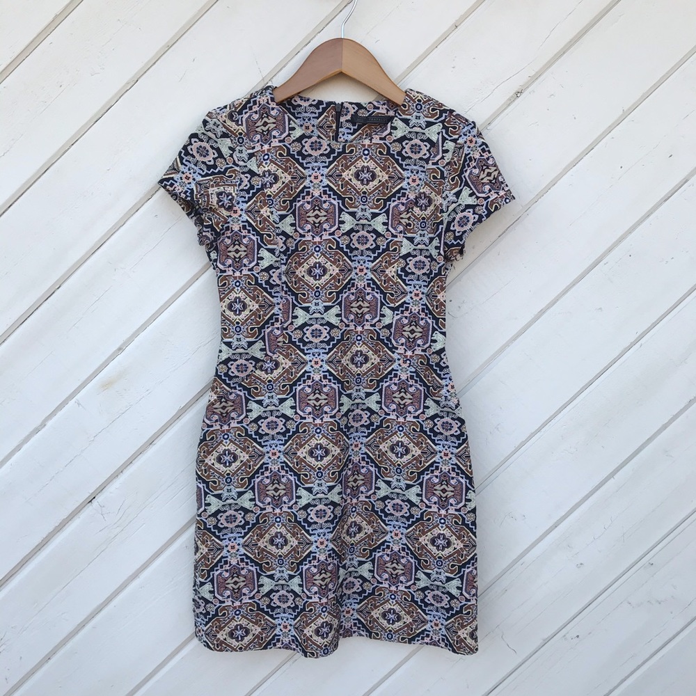 ZARA TRAFALUC Jacquard Mini Dress SMALL